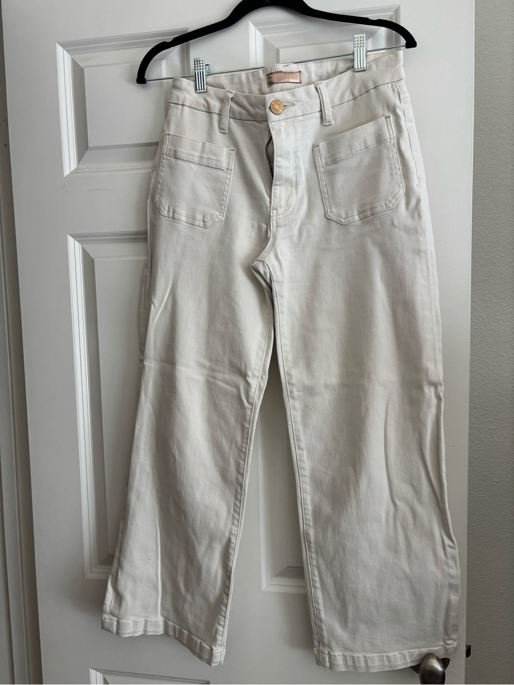 Women’s High-Rise Wide Leg Jeans — Cream/Off White Size 2